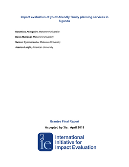 Impact Evaluation of Youth-Friendly Family Planning Services in Uganda