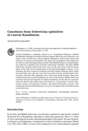 Conodonts from Ordovician Ophiolites of Central Kazakhstan