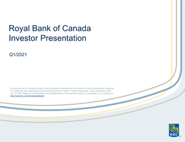 Royal Bank of Canada Investor Presentation