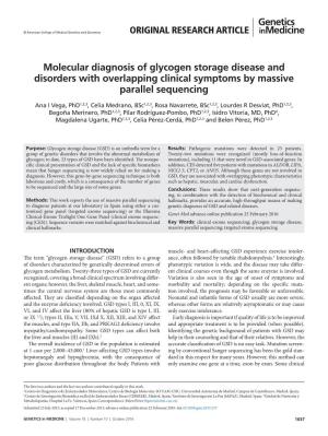 Molecular Diagnosis of Glycogen Storage Disease and Disorders with Overlapping Clinical Symptoms by Massive Parallel Sequencing