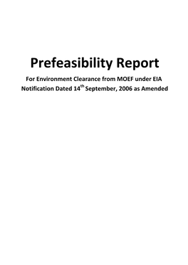 Prefeasibility Report