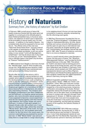 History of Naturism Summary from „The History of Naturism“ by Karl Dreßen