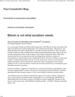 Bitcoin Is Not What Socialism Needs