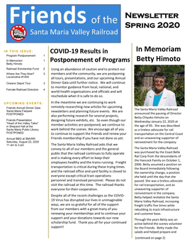 Newsletter Spring 2020 in Memoriam Betty Himoto