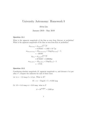University Astronomy: Homework 8