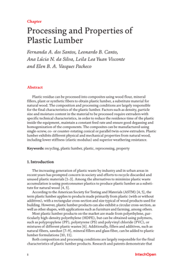 Processing and Properties of Plastic Lumber Fernanda A