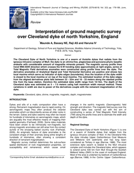 Interpretation of Ground Magnetic Survey Over Cleveland Dyke of North Yorkshire, England