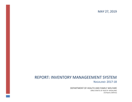 Report: Inventory Manageement System Nagaland- 2017-18