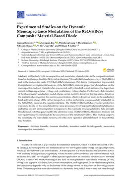 Experimental Studies on the Dynamic Memcapacitance Modulation of the Reo3@Res2 Composite Material-Based Diode