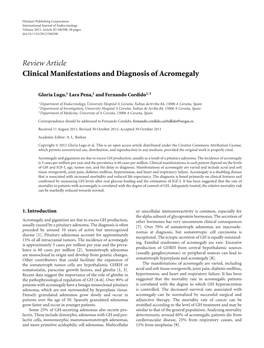 Review Article Clinical Manifestations and Diagnosis of Acromegaly