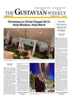 Christmas in Christ Chapel 2013: Senate Holy Wisdom, Holy Word Discusses Financial Budget