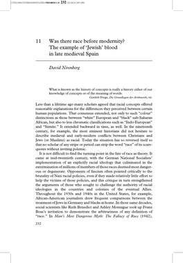 11 Was There Race Before Modernity? the Example of 'Jewish' Blood in Late Medieval Spain