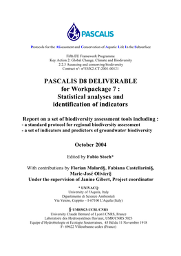 Statistical Analyses and Identification of Indicators