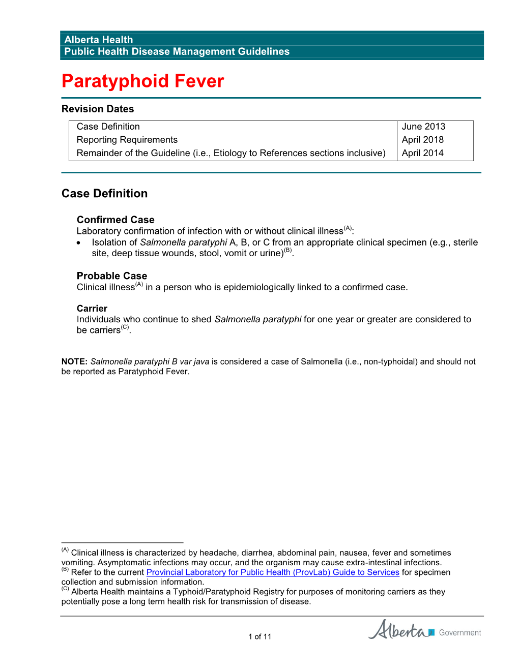 Paratyphoid Fever