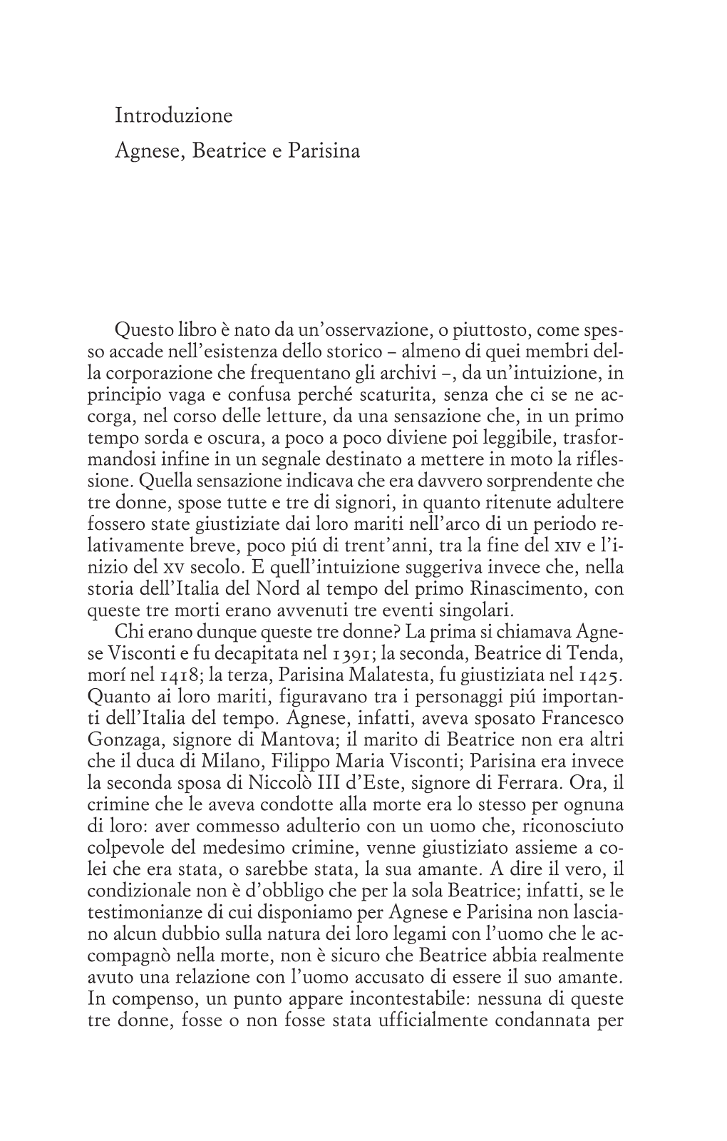 Introduzione Agnese, Beatrice E Parisina