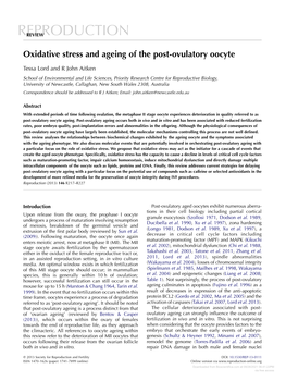 Oxidative Stress and Ageing of the Post-Ovulatory Oocyte