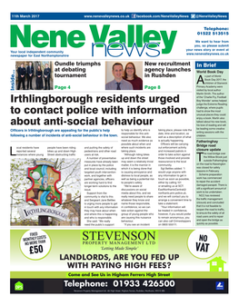 Irthlingborough Residents Urged to Contact Police with Information