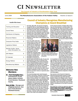 CI NEWSLETTER the Council of Industry of Southeastern New York