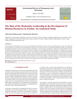 The Role of the Hashemite Leadership in the Development of Human Resources in Jordan: an Analytical Study