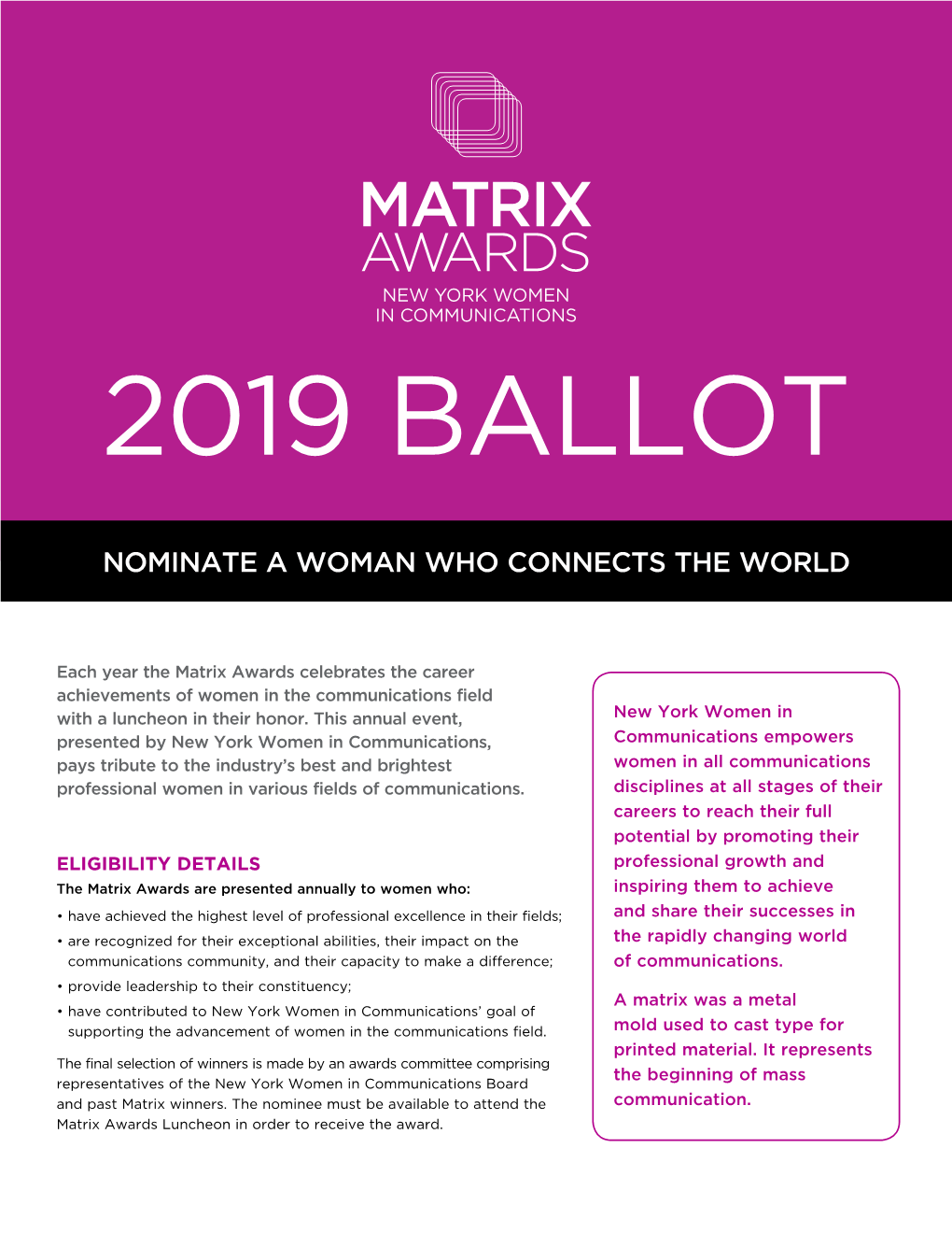 Nominate a Woman Who Connects the World