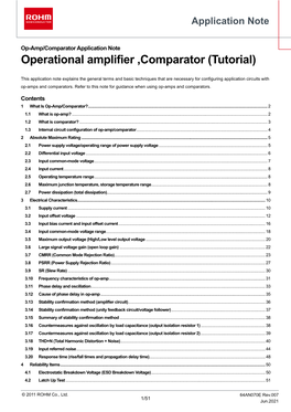 Op-Amp/Comparator Application Note Operational Amplifier ,Comparator (Tutorial)