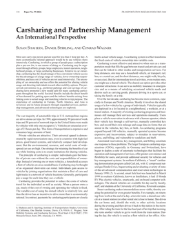 Carsharing and Partnership Management an International Perspective