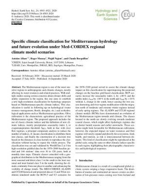 Specific Climate Classification for Mediterranean Hydrology
