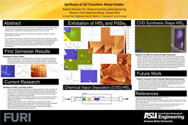 Synthesis of 2D Transition Metal Oxides Robert Michael Loh, Material Science and Engineering Mentor: Prof