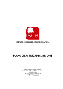 Plano De Actividades 2017-2018