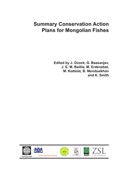 Summary Conservation Action Plans for Mongolian Fishes