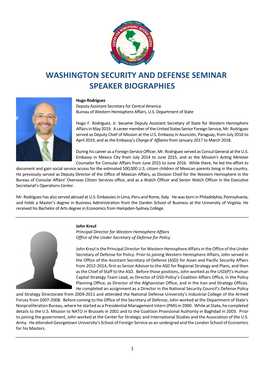 Washington Security and Defense Seminar Speaker Biographies