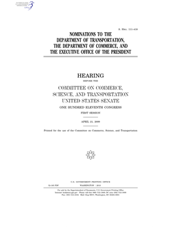 Nominations to the Department of Transportation, the Department of Commerce, and the Executive Office of the President