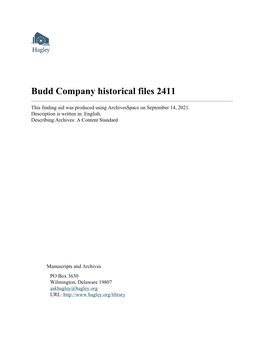 Budd Company Historical Files 2411