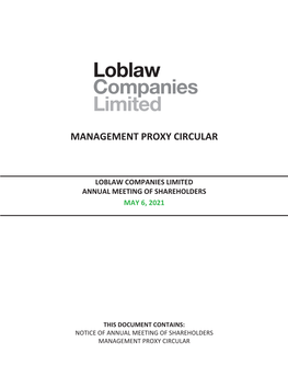 Loblaw Companies Limited 2021 Proxy Circular