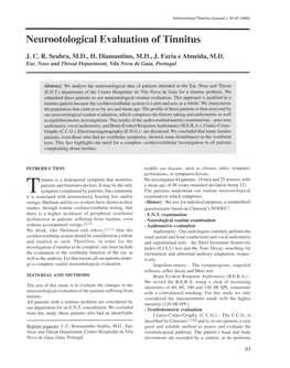 Neurootological Evaluation of Tinnitus