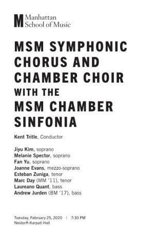 Msm Symphonic Chorus and Chamber Choir with the Msm Chamber Sinfonia