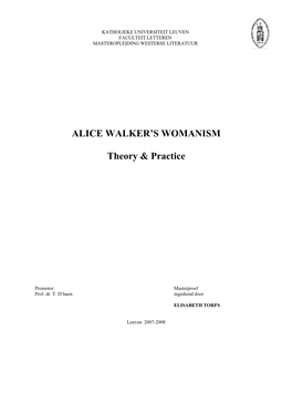 ALICE WALKER's WOMANISM Theory & Practice