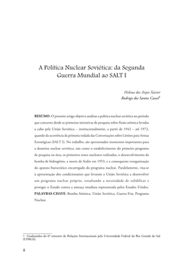 A Política Nuclear Soviética: Da Segunda Guerra Mundial Ao SALT I