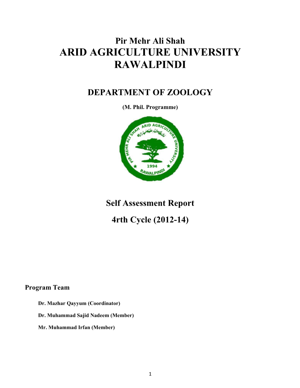 Pir Mehr Ali Shah ARID AGRICULTURE UNIVERSITY RAWALPINDI