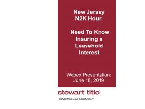 New Jersey N2K Hour: Need to Know Insuring a Leasehold Interest