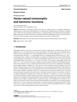 Vector-Valued Holomorphic and Harmonic Functions