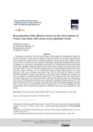 Determination of the Effective Factors on the Water Balance of Urmia Lake Basin with a Focus on Precipitation Trends