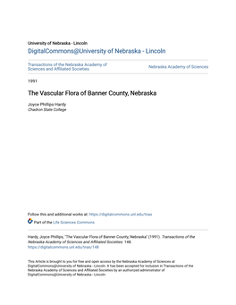 The Vascular Flora of Banner County, Nebraska