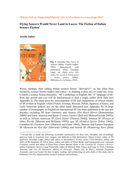 Flying Saucers Would Never Land in Lucca: the Fiction of Italian Science Fiction1