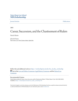 Caesar, Succession, and the Chastisement of Rulers Patrick Martin