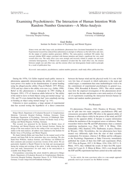 Examining Psychokinesis: the Interaction of Human Intention with Random Number Generators—A Meta-Analysis