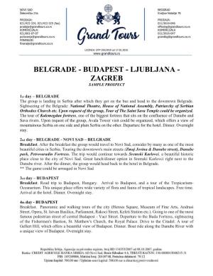 Belgrade - Budapest - Ljubljana - Zagreb Sample Prospect