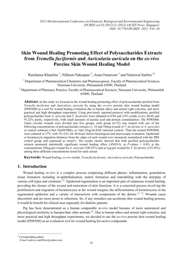 Skin Wound Healing Promoting Effect of Polysaccharides Extracts from Tremella Fuciformis and Auricularia Auricula on the Ex-Vivo Porcine Skin Wound Healing Model