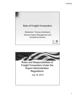 Role of Freight Forwarders