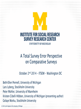 A Total Survey Error Perspective on Comparative Surveys